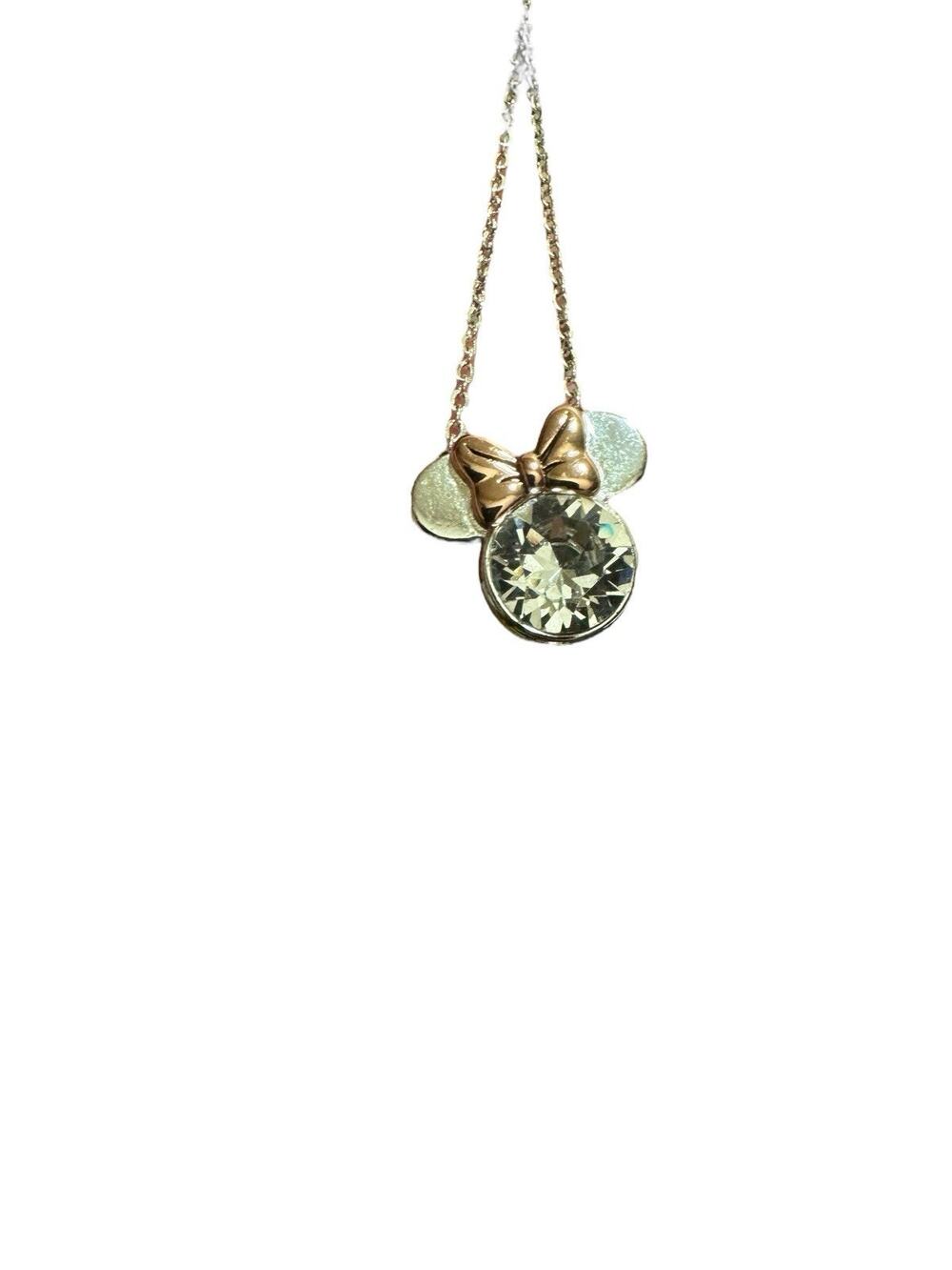 Disney “YOU’LL FOREVER BE MY MINNIE” Fine Silver Plated Crystal Necklace 17”